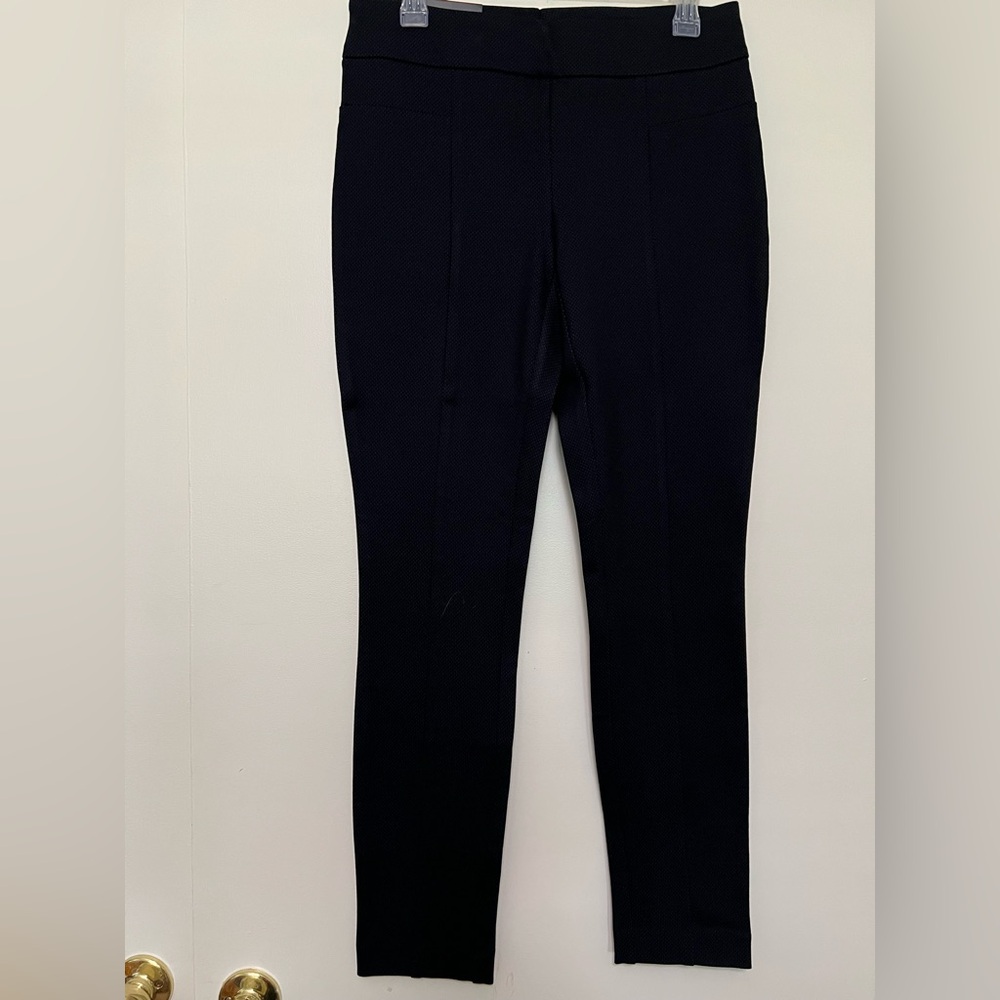 Hilary Radley Slim Leg Black Pants with‎ Subtle Textured Detail, Size M